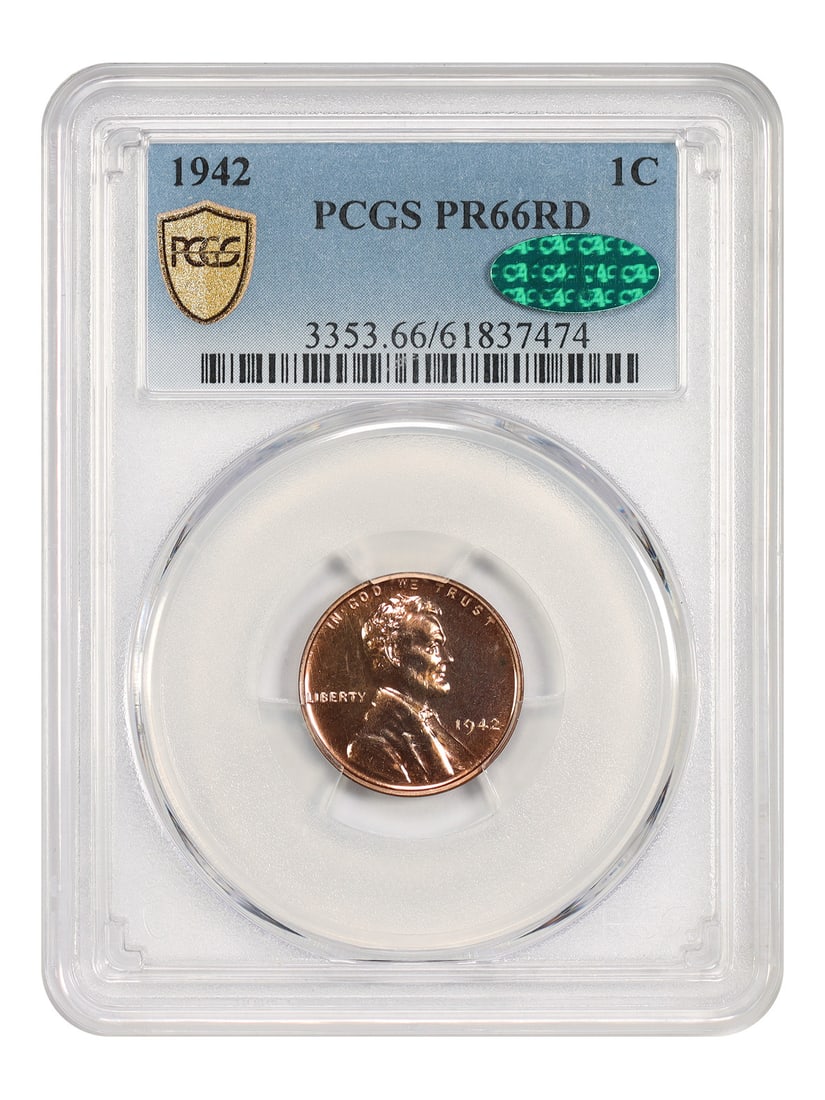 PCGS PR66RD CAC 1942 Lincoln Wheat Cent Red Proof 1C (1 of 5)