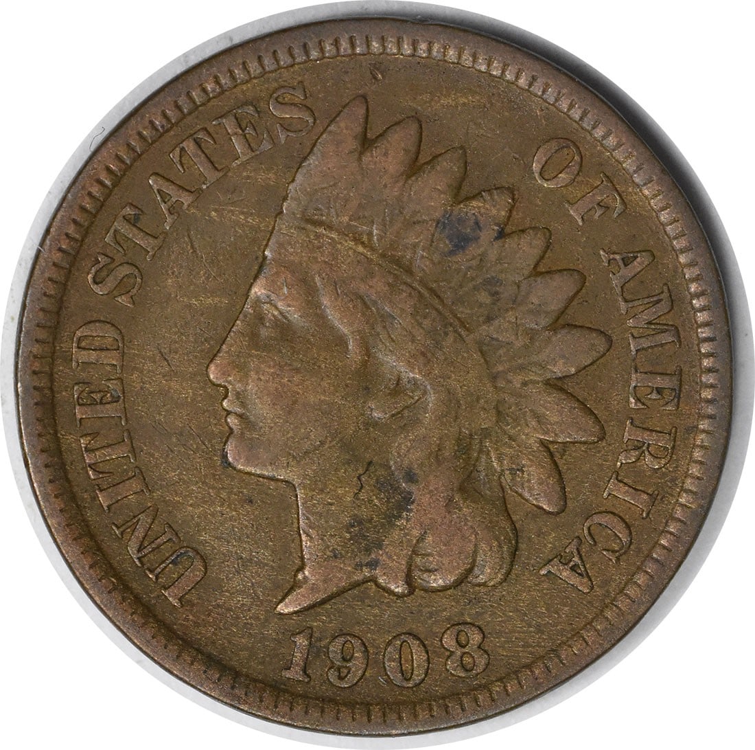 1908 S Indian Head copper small cent Fine: 1908 S Indian Head copper small cent Fine This is a 1908 Indian Head Cent from the United States, minted in San Francisco. The coin is composed of copper, has a small cent denomination, and features t