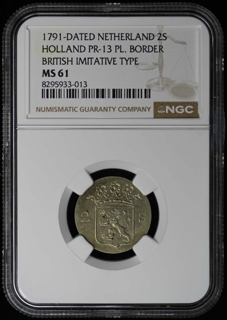 1791 Netherlands Holland PR-13 British Imitative 2S Coin NGC MS61 (1 of 4)