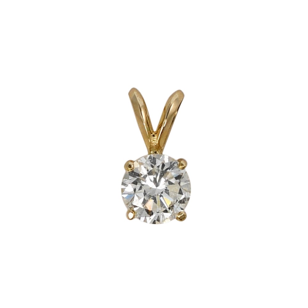 Vintage 14K Yellow Gold Solitaire Diamond Pendant 1.04 ct (1 of 6)