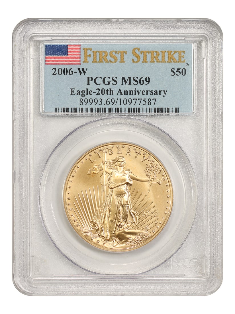 PCGS SP69 First Strike 2006-W $50 Gold Eagle Burnished Coin (1 of 4)