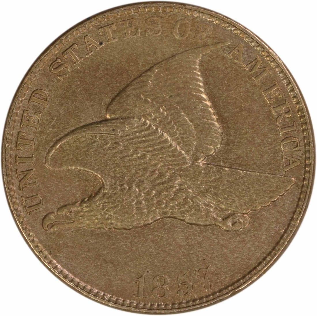 1857 US Small Cent Flying Eagle Copper Uncertified MS62 (1 of 2)