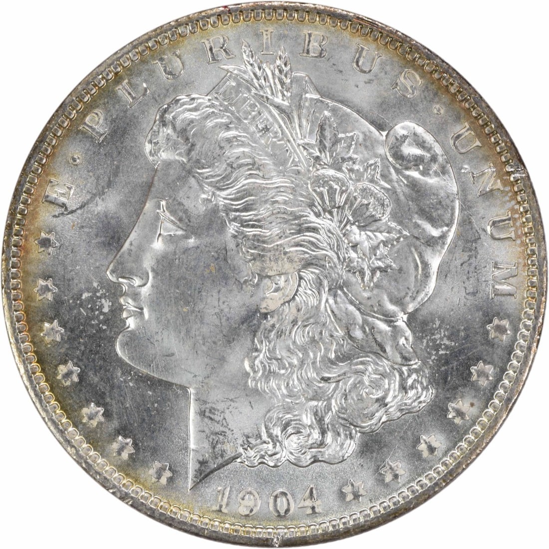 Choice BU 1904 O Silver Dollar Morgan Uncertified Uncirculated Coin: Choice BU 1904 O Silver Dollar Morgan Uncertified Uncirculated Coin This 1904-O Morgan Silver Dollar is an uncirculated coin graded as Choice BU. It is composed of silver and was minted in New Orleans