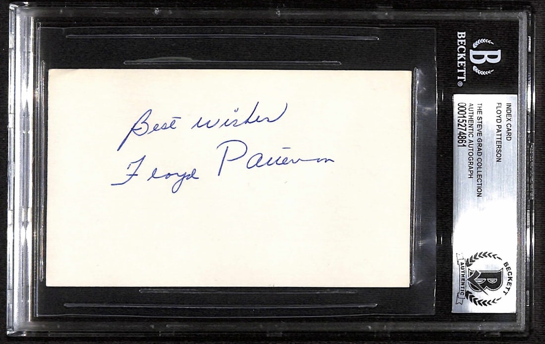 Floyd Patterson Signed Vintage 3x5 Index Card Beckett Authenticated (1 of 1)