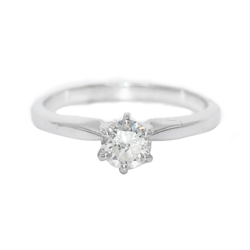 14K White Gold Solitaire Diamond Engagement Ring 0.40 ct Size 5.5 (1 of 8)