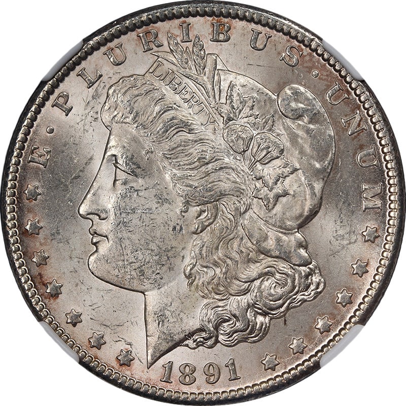 NGC MS61 1891 Carson City Morgan Silver Dollar Uncirculated: NGC MS61 1891 Carson City Morgan Silver Dollar Uncirculated This original 1891-CC Morgan Silver Dollar is certified by NGC with a grade of MS61. It features attractive luster, a strong strike, and app