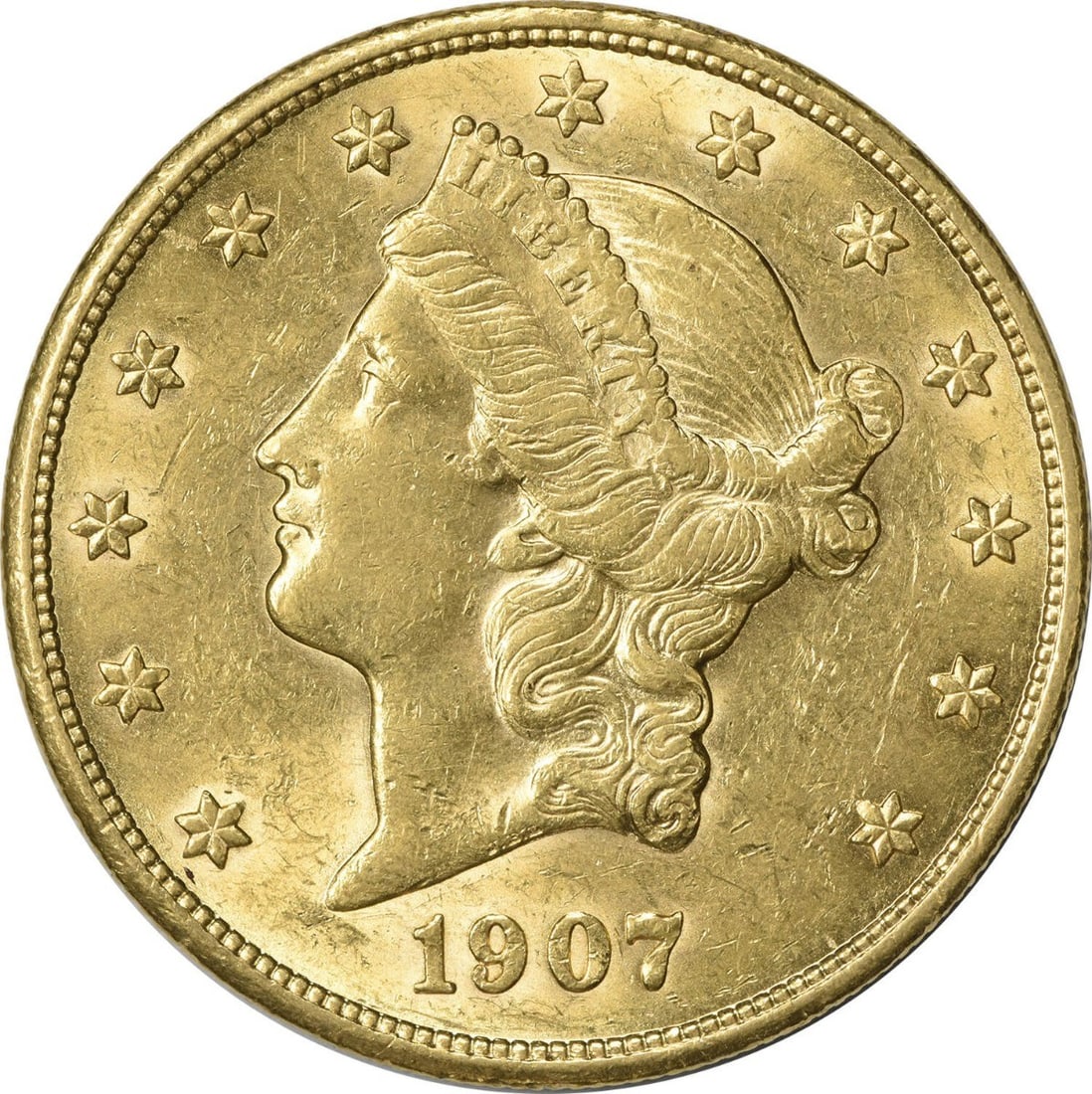 1907 Liberty Head $20 Gold Coin AU Uncertified (1 of 2)
