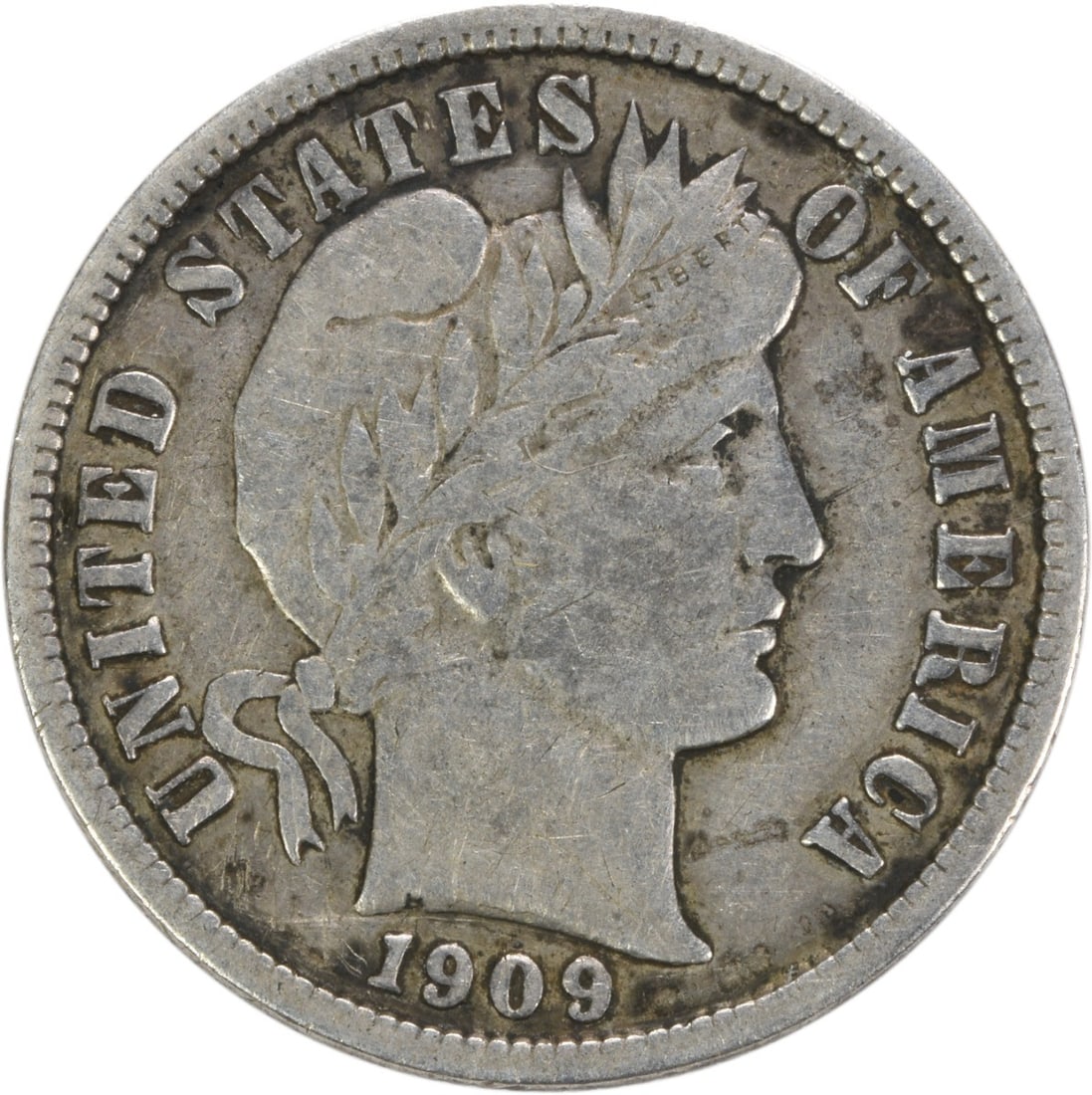 1909-S Barber Silver Dime VF Uncertified 10C San Francisco Coin: 1909-S Barber Silver Dime VF Uncertified 10C San Francisco Coin This 1909-S Barber Silver Dime is a captivating piece of numismatic history. It features a beautiful design by Charles E. Barber, showca