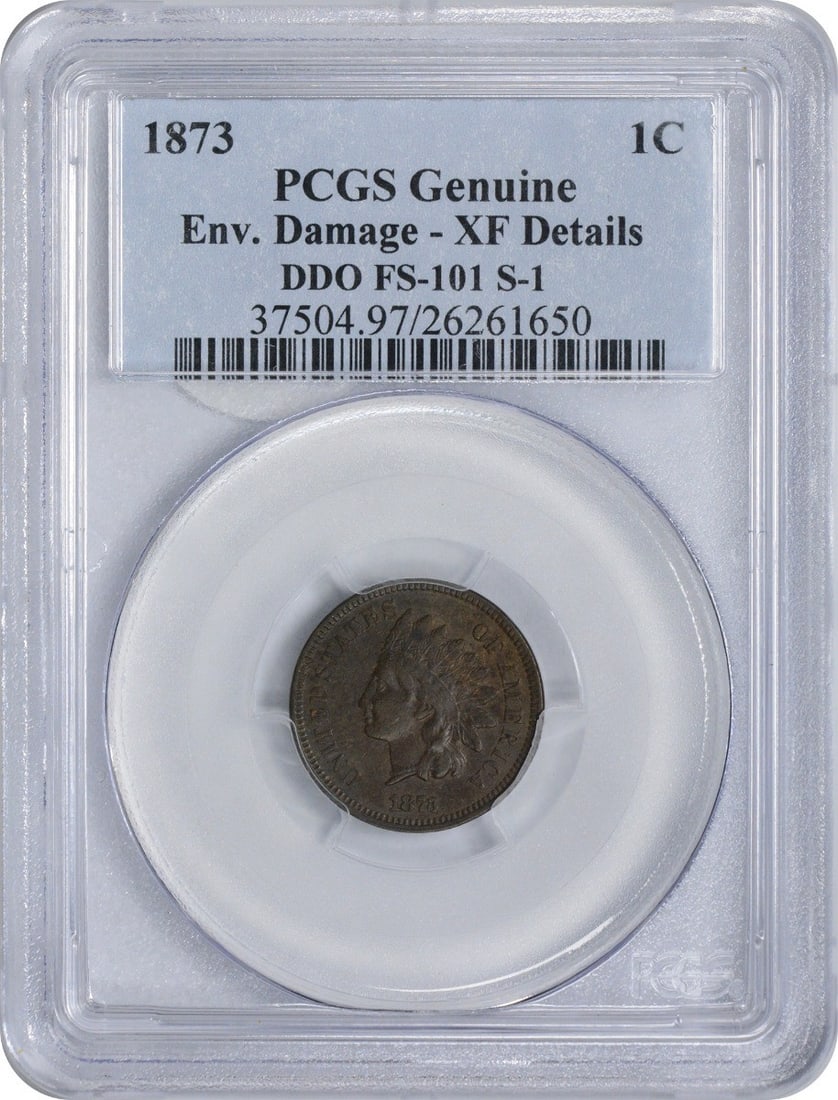 PCGS Genuine 1873 Indian Head Cent Closed 3 DDO FS-101 S-1 (1 of 3)