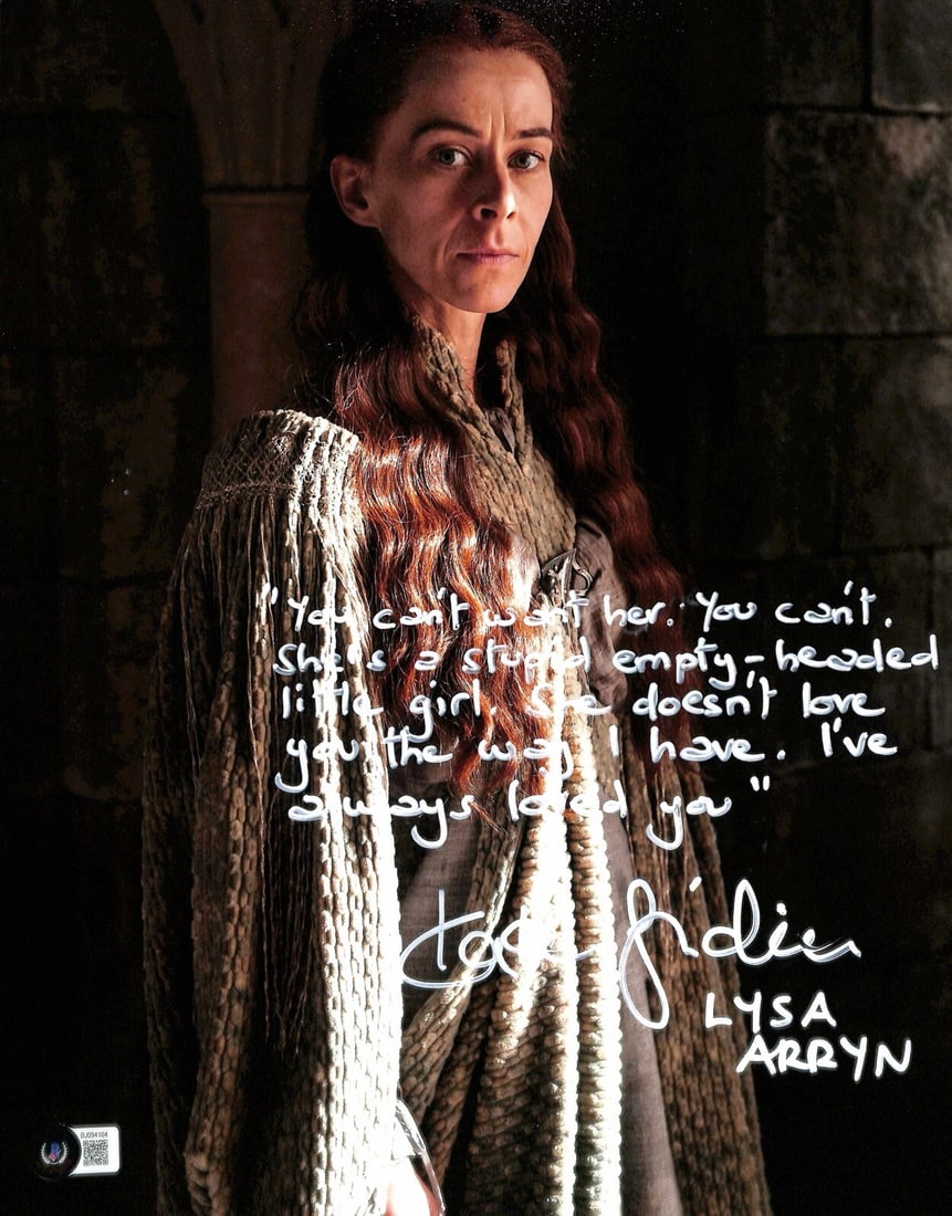 Kate Dickie Signed 11x14 Game of Thrones Photograph Beckett Authenticated: Kate Dickie Signed 11x14 Game of Thrones Photograph Beckett Authenticated This is an autographed 11x14 photograph of Kate Dickie, best known for her role as "Lysa Arryn" in the acclaimed TV series Gam