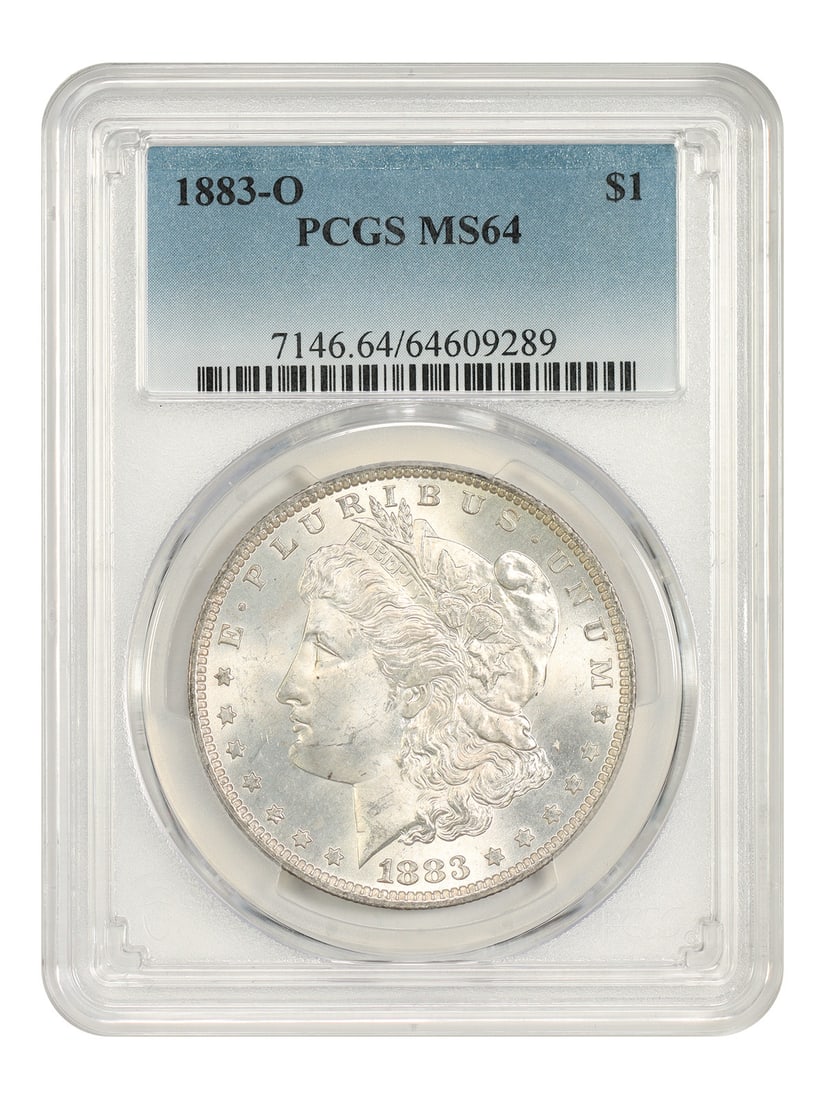 1883 O Morgan Dollar $1 PCGS MS64 New Orleans Mint: 1883 O Morgan Dollar $1 PCGS MS64 New Orleans Mint 1883-O Morgan Dollar graded MS64 by PCGS. This uncirculated $1 coin is from the New Orleans Mint and is part of the Morgan Dollar series. The New Orl