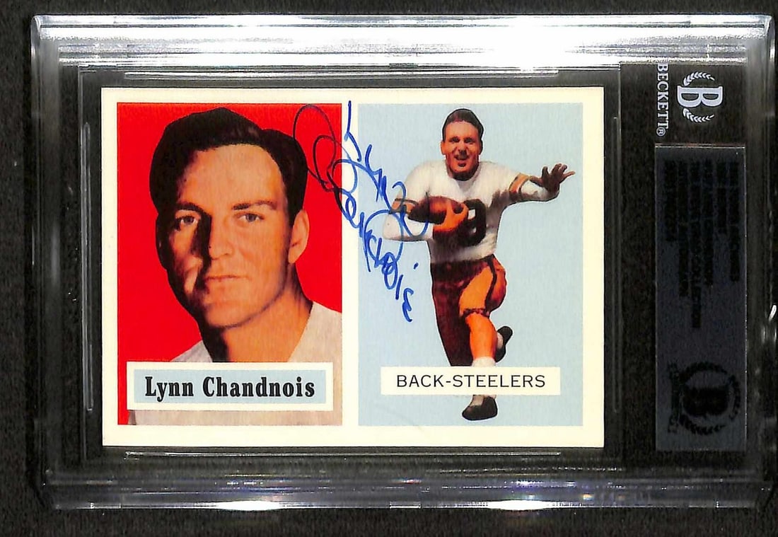 Beckett Authenticated Lynn Chandnois Steelers 1957 Topps Reprint Card (1 of 1)