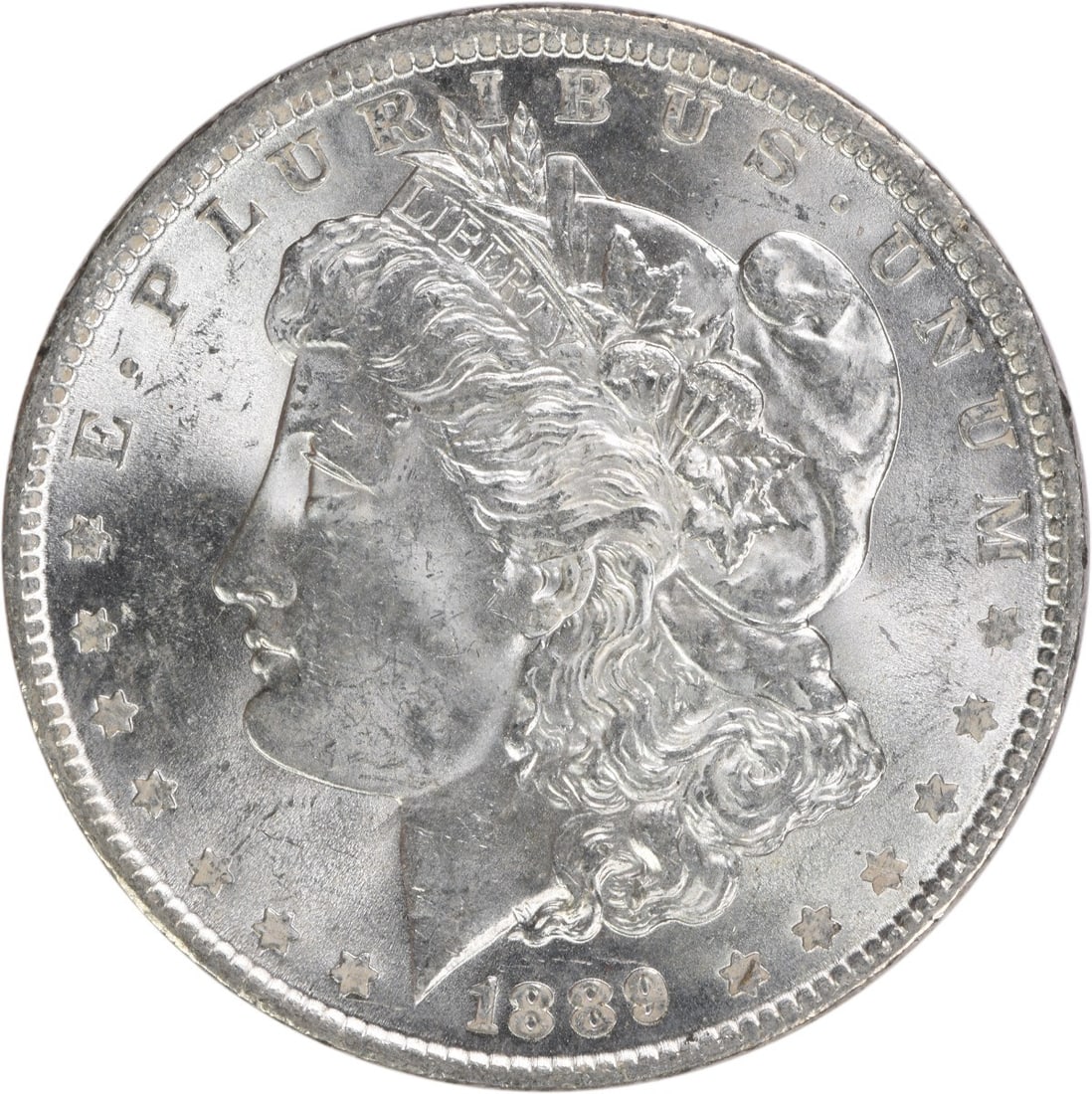 Choice BU 1889 Silver Morgan Dollar Uncertified No Mint Mark: Choice BU 1889 Silver Morgan Dollar Uncertified No Mint Mark This 1889 Morgan Silver Dollar is a choice brilliant uncirculated coin. It is uncertified and features no mint mark, indicating production 