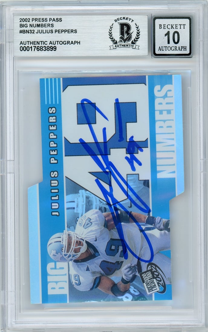 Julius Peppers 2002 Press Pass Big Numbers BN32 Rookie Auto Graded Card (1 of 2)