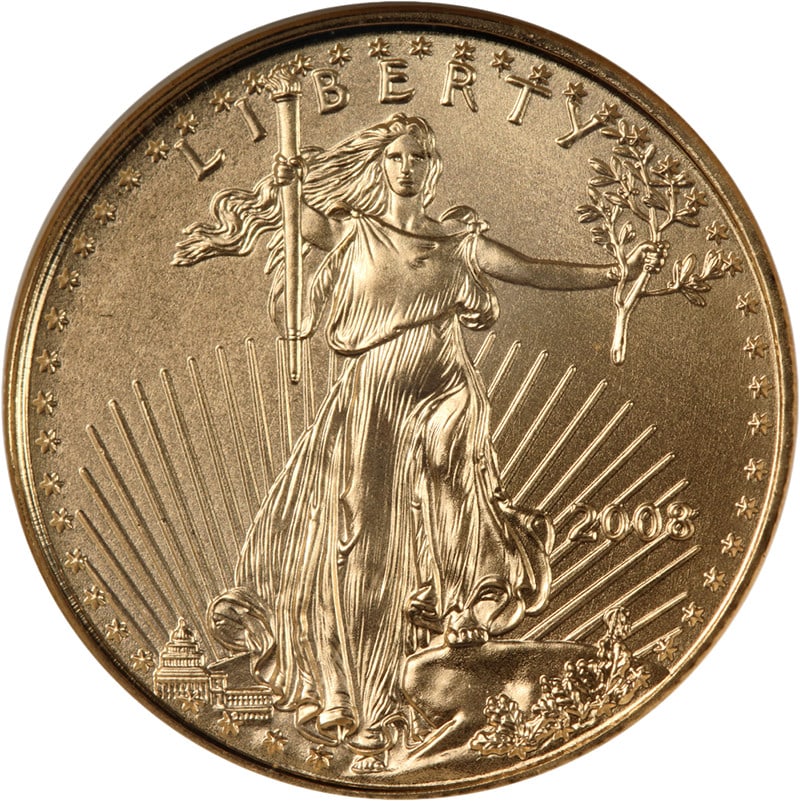 2008 Gold American Eagle $5 Coin NGC MS70 Brown Label: 2008 Gold American Eagle $5 Coin NGC MS70 Brown Label This stunning 2008 Gold American Eagle $5 coin features an exceptional uncirculated quality with a perfect MS70 grade from NGC. The coin showcases