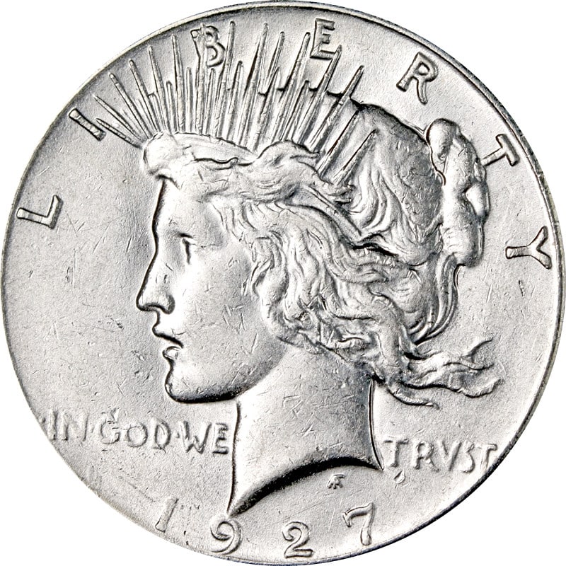 1927 Silver Peace Dollar Philadelphia Mint United States Coin (1 of 2)