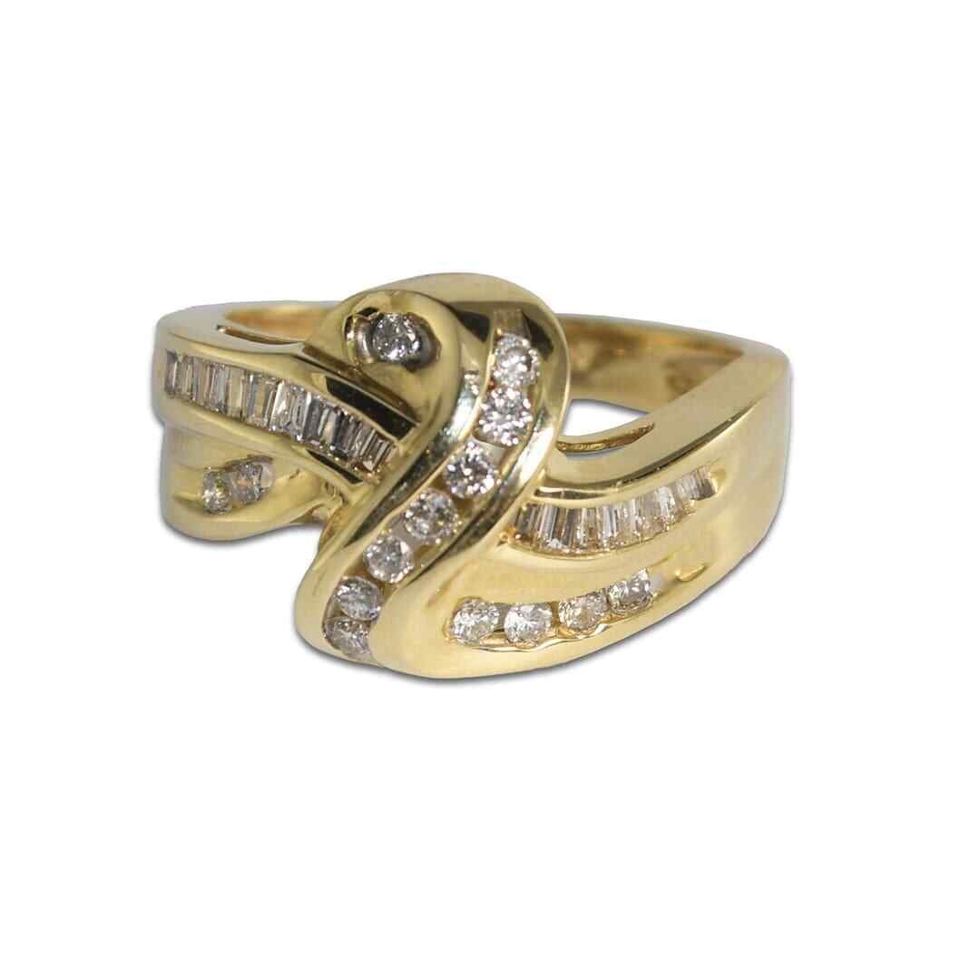 Journey Style 14K Yellow Gold Diamond Ring Size 7 (1 of 7)
