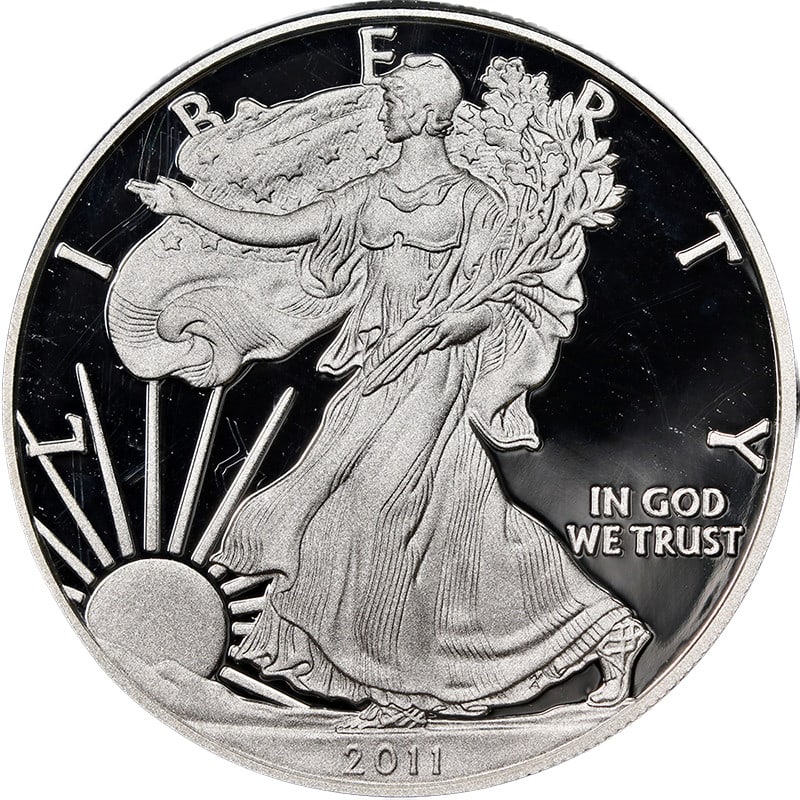 ANACS PR70 2011-W Silver Eagle Dollar Proof First Day Issue: ANACS PR70 2011-W Silver Eagle Dollar Proof First Day Issue This 2011-W Silver American Eagle $1 coin is composed of 0.999 fine silver and was minted at the West Point Mint. It is certified by ANACS w