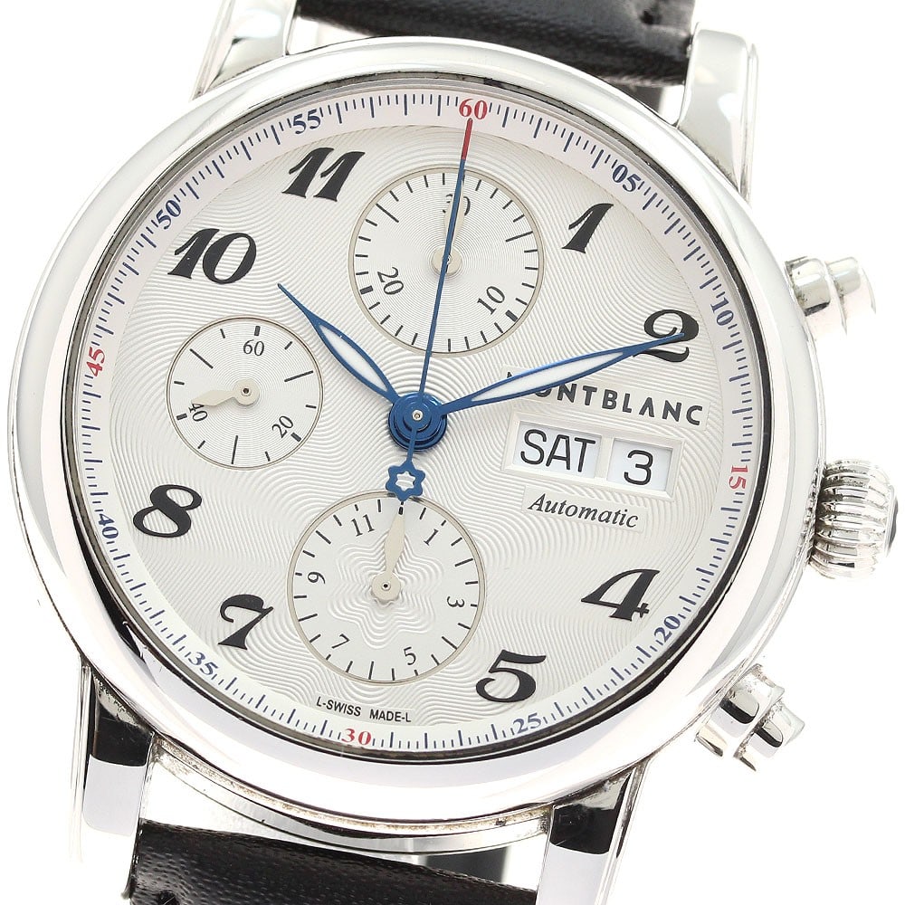 Montblanc Star Day Date Chronograph Automatic Mens Wristwatch 7201 106466: Montblanc Star Day Date Chronograph Automatic Mens Wristwatch 7201 106466 Montblanc Star Chronograph Day-Date Automatic men's wristwatch. Swiss-made and offered in pre-owned condition, this watch comb