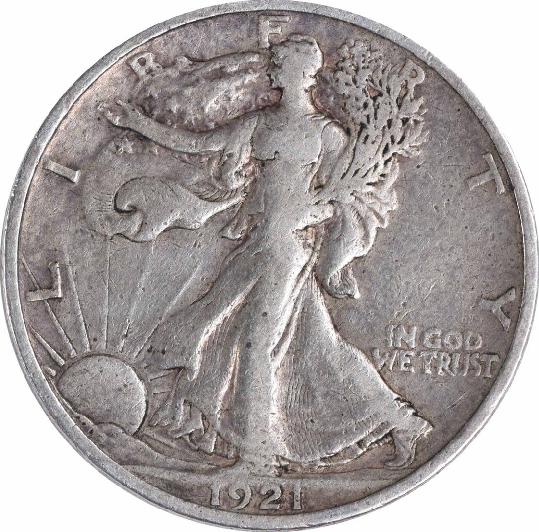 1921-S Walking Liberty Half Dollar VF Uncertified 90% Silver Coin: 1921-S Walking Liberty Half Dollar VF Uncertified 90% Silver Coin This 1921-S Walking Liberty Silver Half Dollar is a beautifully circulated coin, showcasing the artistry of designer Adolph Alexander 