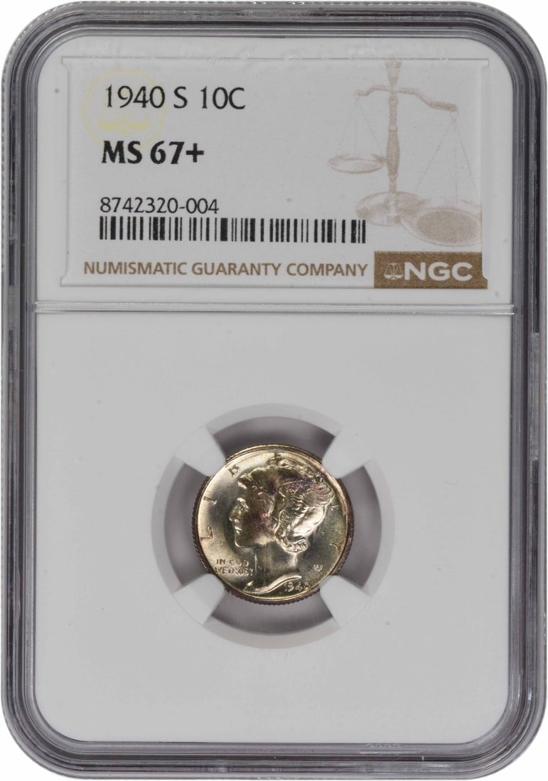 MS67+ NGC Graded 1940-S Mercury Dime 90 Percent Silver (1 of 2)