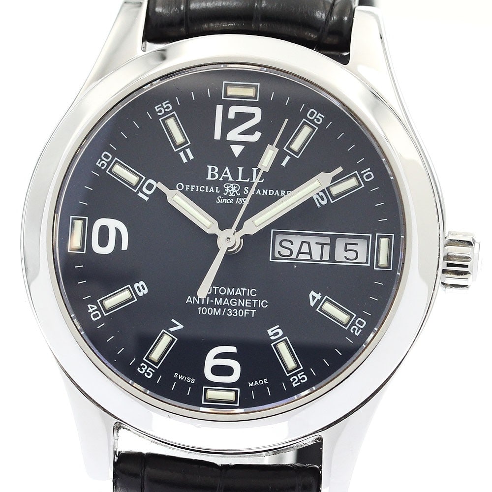 Ballwatch Engineer Master Day-Date Automatic Men's Stainless Steel Watch: Ballwatch Engineer Master Day-Date Automatic Men's Stainless Steel Watch This BALLWATCH Engineer Master Day-Date men's wristwatch features a stainless steel case paired with a black dial and automatic