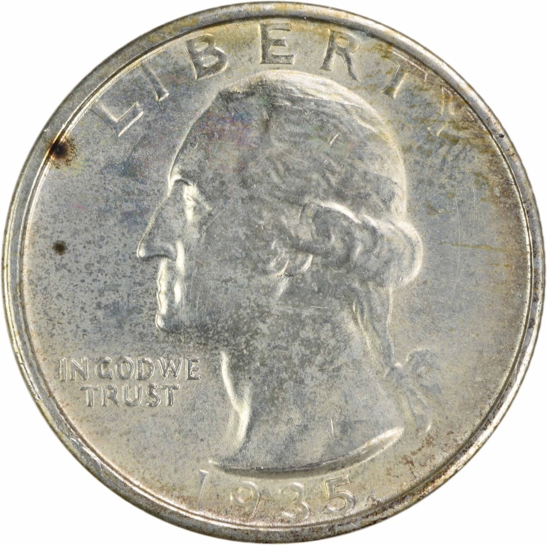 1935-S Silver Washington Quarter Uncertified Choice BU+: 1935-S Silver Washington Quarter Uncertified Choice BU+ This is a 1935-S Washington Silver Quarter from the United States, featuring a choice brilliant uncirculated (BU) grade. The coin is composed of
