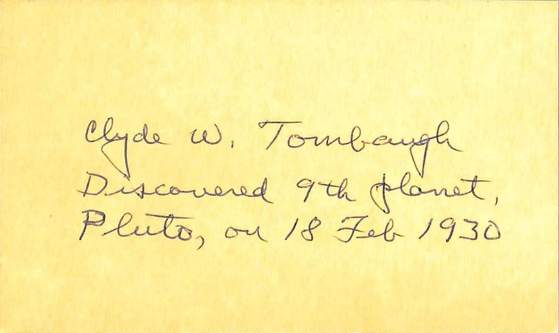 Beckett Authenticated Clyde Tombaugh Pluto Discovery Signed Index Card (1 of 1)