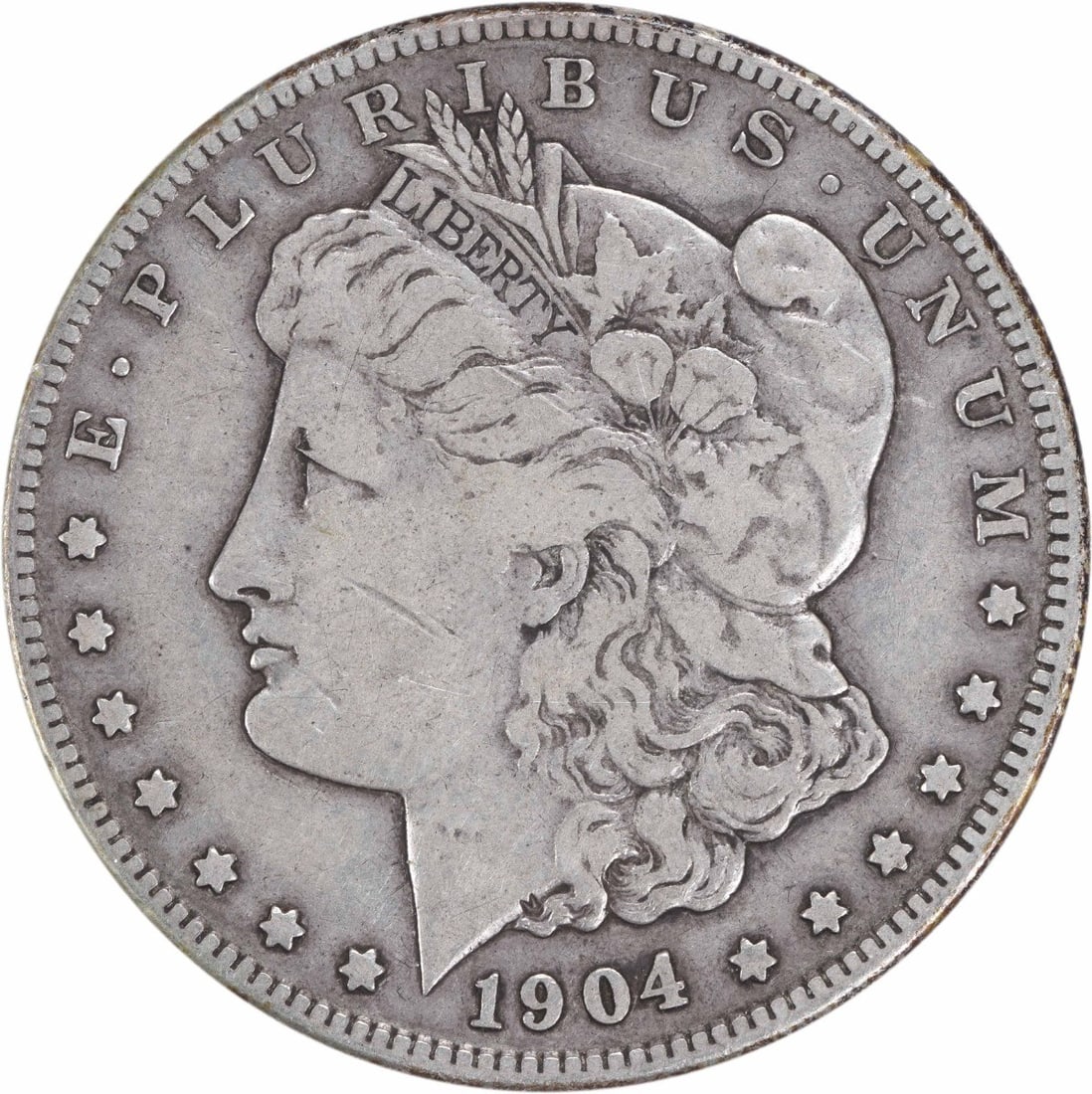 1904-S Morgan Silver Dollar VF 90% Silver Uncertified Coin: 1904-S Morgan Silver Dollar VF 90% Silver Uncertified Coin This 1904-S Morgan Silver Dollar showcases the exquisite craftsmanship of George T. Morgan, featuring a stunning design that has captivated c