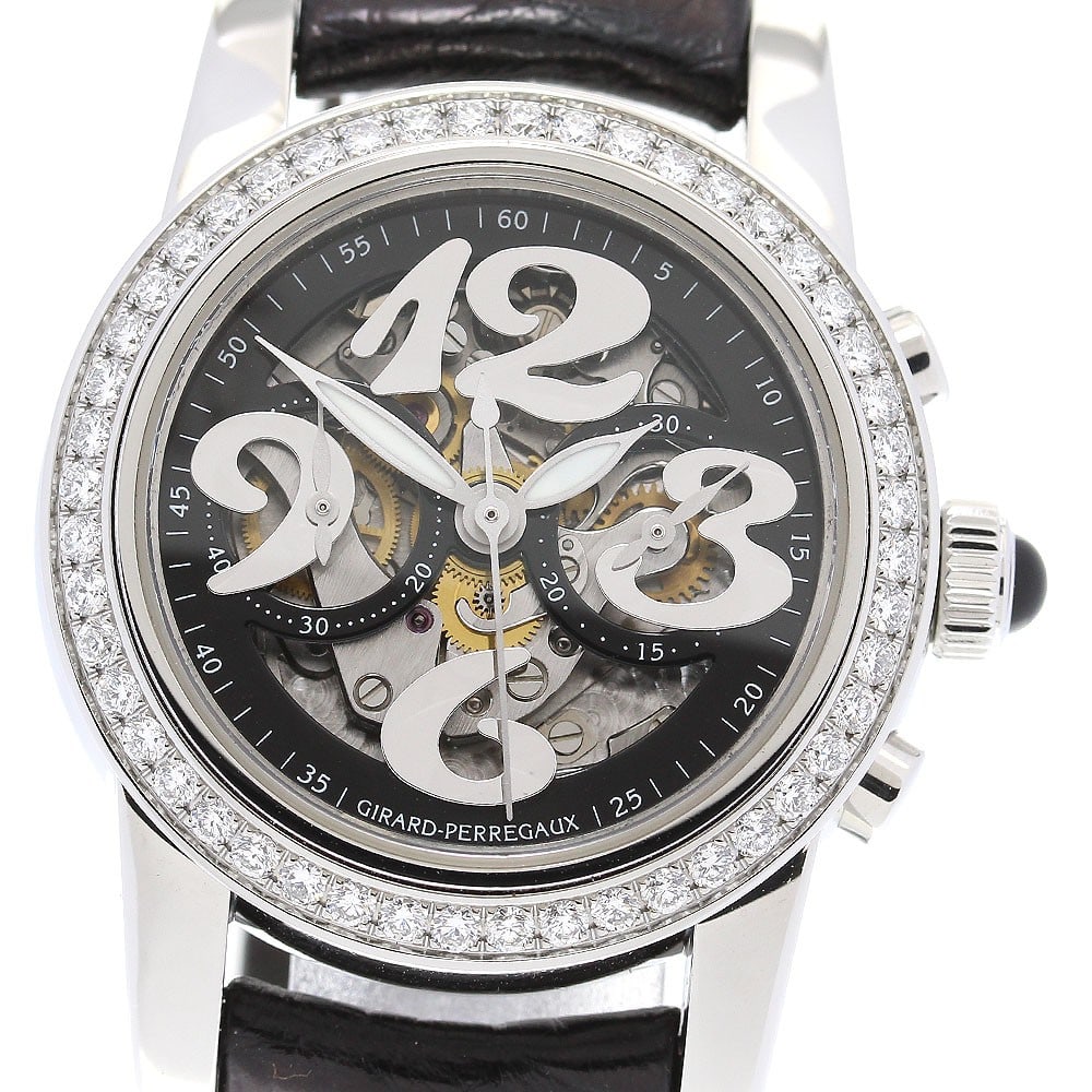 Girard Perregaux Small Chronograph Ladies Automatic Wristwatch 80440D-11AB: Girard Perregaux Small Chronograph Ladies Automatic Wristwatch 80440D-11AB This GIRARD PERREGAUX Small Chronograph women's wristwatch features a stainless steel case and a leather strap. The watch is 