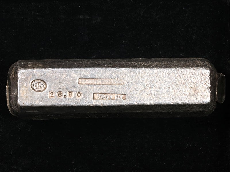 26.80 Ounce Vintage Poured .999 Silver Bar with B R Hallmark (1 of 3)