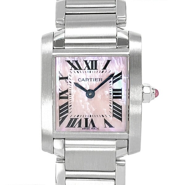 Cartier Tank Francaise Ladies Quartz Watch Pink Shell Dial SS: Cartier Tank Francaise Ladies Quartz Watch Pink Shell Dial SS This Cartier Tank Francaise SM W51028Q3 is a sophisticated wristwatch designed for women. It features a pink shell dial and operates with 