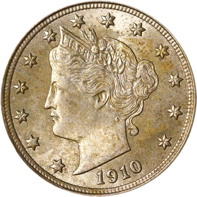 1910 United States Liberty Head V Nickel Circulated Coin: 1910 United States Liberty Head V Nickel Circulated Coin This 1910 Liberty V Nickel is a circulated coin from the United States, composed of nickel. It is classified as pre-owned and is uncertified. S