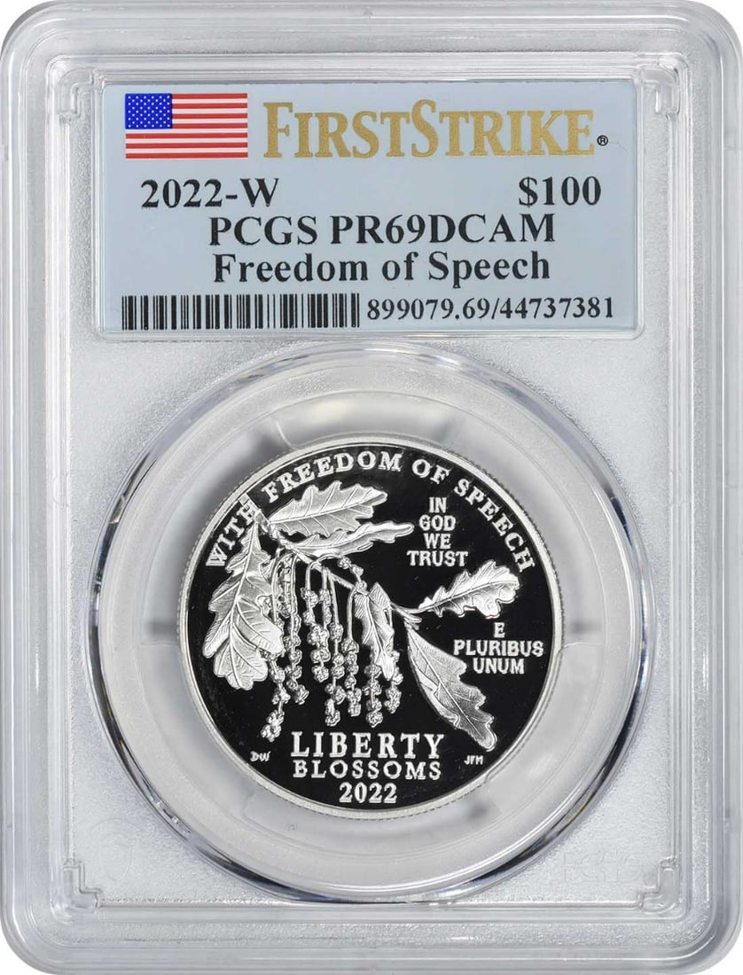 2022-W Platinum American Eagle PCGS PR69DCAM First Strike: 2022-W Platinum American Eagle PCGS PR69DCAM First Strike This 2022 American Platinum Eagle coin features the iconic Statue of Liberty design and is composed of 0.999 fine platinum. Issued by the U.S.