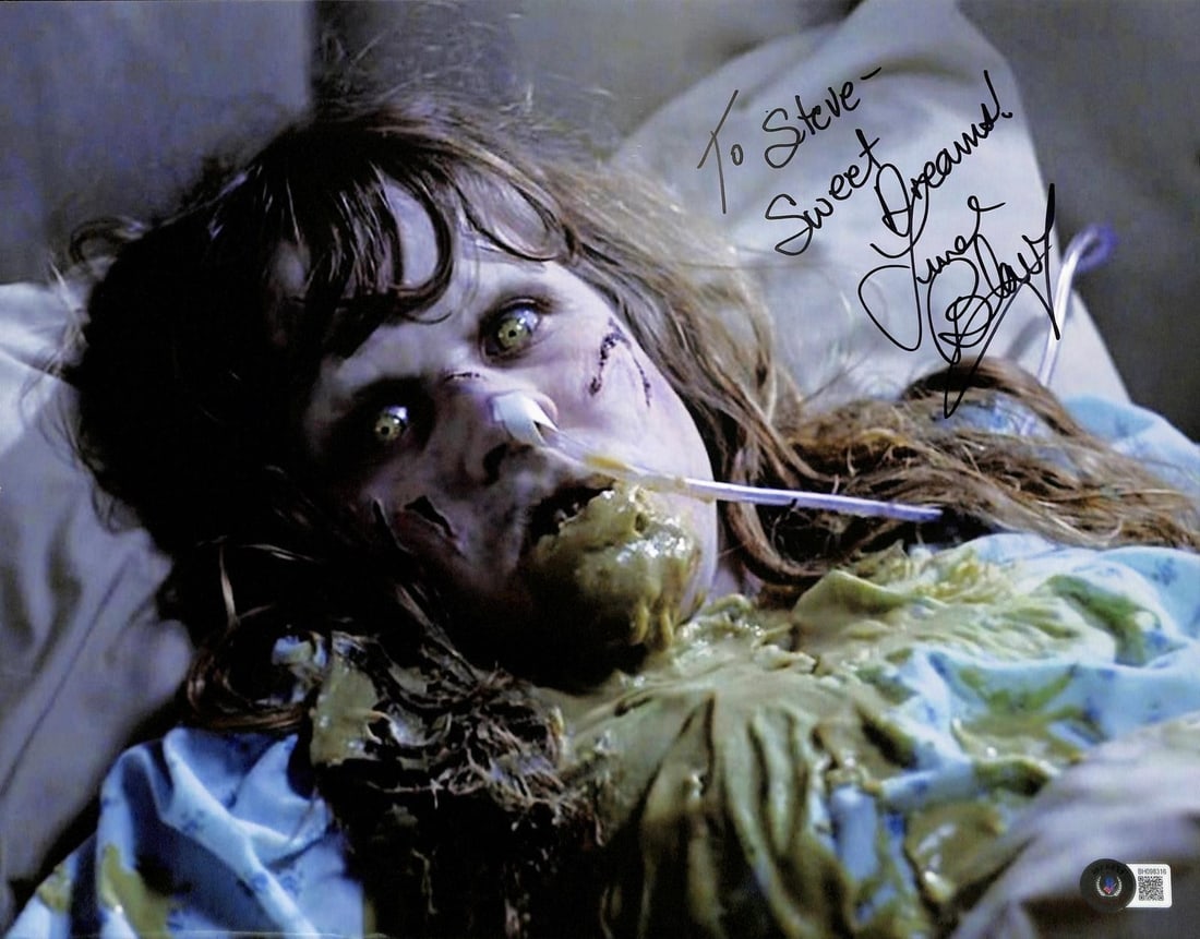 Beckett authenticated Linda Blair autograph photo Sweet Dreams: Beckett authenticated Linda Blair autograph photo Sweet Dreams This is a hand-signed photograph of Linda Blair, renowned for her role as Regan MacNeil in the iconic horror film The Exorcist. The photo