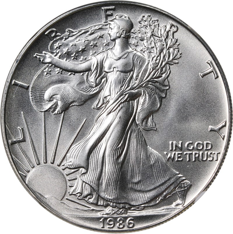 1986 Silver American Eagle $1 NGC MS69 San Francisco Cable Car Label: 1986 Silver American Eagle $1 NGC MS69 San Francisco Cable Car Label This stunning 1986-(S) Silver American Eagle $1 coin is certified by NGC with a grade of MS69, reflecting its uncirculated conditio