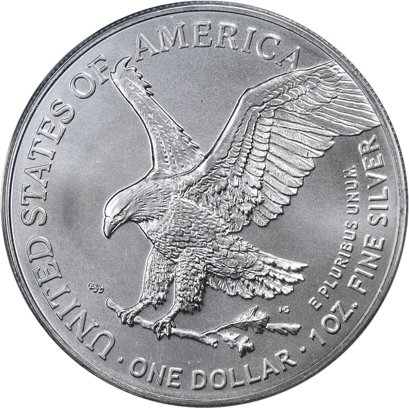 2023 Silver American Eagle $1 PCGS MS70 First Day Emily Damstra Signature: 2023 Silver American Eagle $1 PCGS MS70 First Day Emily Damstra Signature This 2023 Silver American Eagle $1 coin features exceptional eye appeal, showcasing fantastic luster and a strong strike. Cert