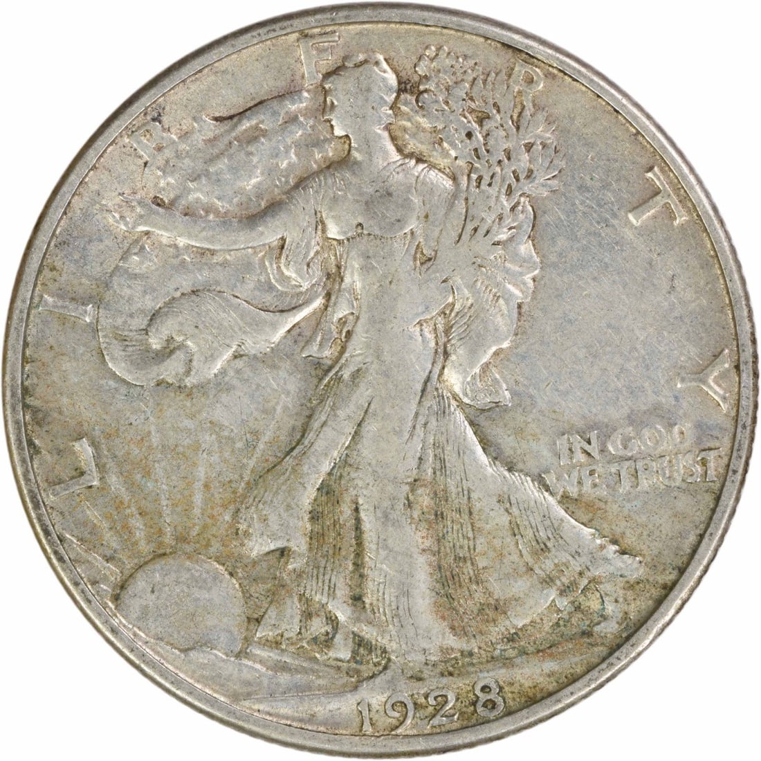 1928 San Francisco Walking Liberty Half Dollar Silver Coin Extra Fine Uncertified: 1928 San Francisco Walking Liberty Half Dollar Silver Coin Extra Fine Uncertified This 1928-S Walking Liberty Half Dollar is a circulated coin featuring the iconic Liberty Walking design by Adolph Ale