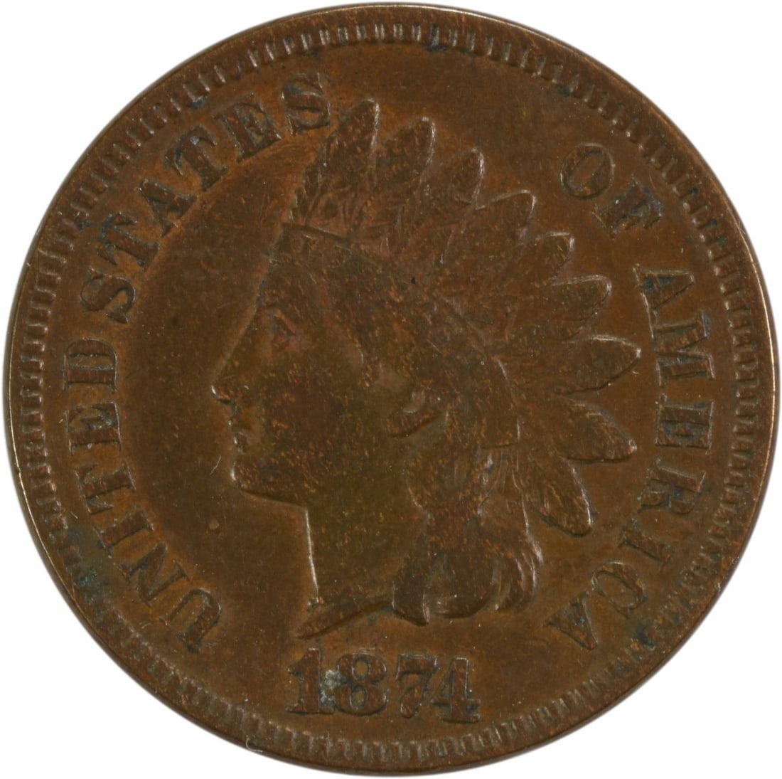 1874 Indian Head Cent EF Uncertified Philadelphia Mint: 1874 Indian Head Cent EF Uncertified Philadelphia Mint This 1874 Indian Cent is an exquisite piece for coin collectors, showcasing the intricate design of the Indian Head. With a circulating history a
