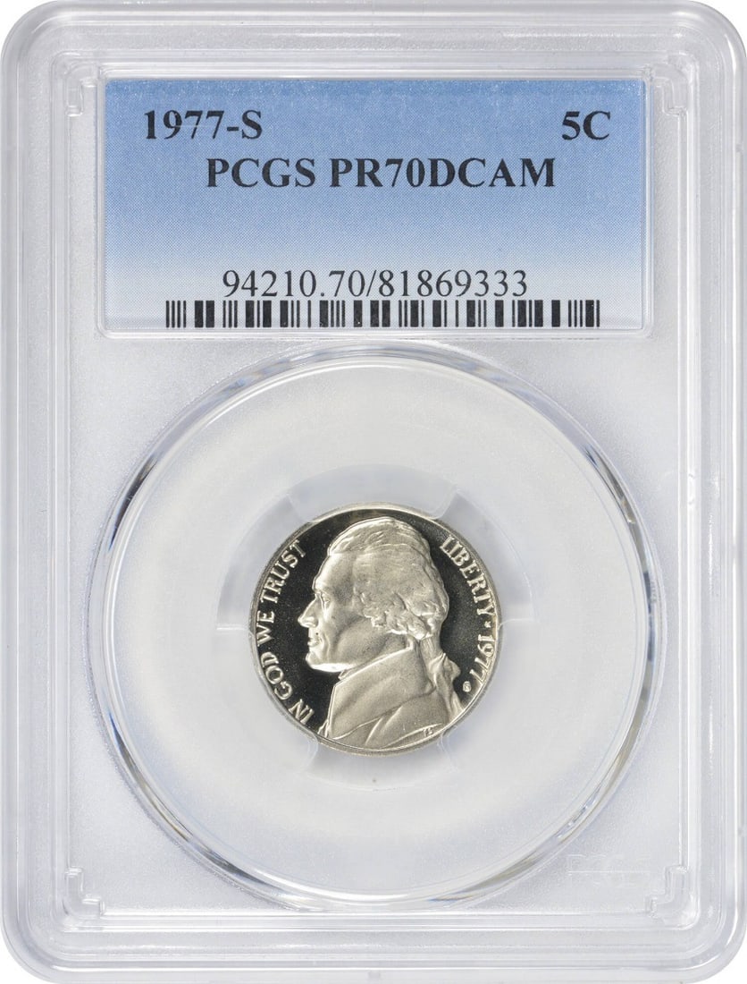 PCGS PR70DCAM 1977-S Jefferson Proof Nickel (1 of 2)