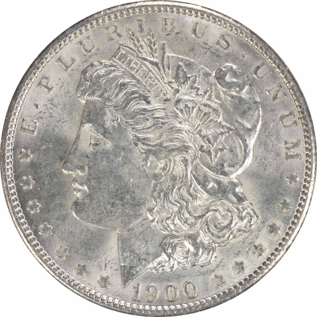 Brilliant Uncirculated 1900 Morgan Silver Dollar No Mint Mark Uncertified: Brilliant Uncirculated 1900 Morgan Silver Dollar No Mint Mark Uncertified This is an uncirculated 1900 Morgan Silver Dollar from the United States. Featuring a bright, un-used condition, this coin is 