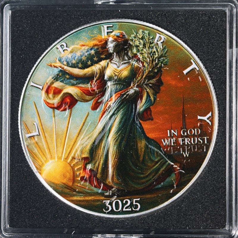 2025 $1 Silver Eagle Uncirculated Walking Liberty Coin Year 3025 Edition: 2025 $1 Silver Eagle Uncirculated Walking Liberty Coin Year 3025 Edition This is an uncirculated 2025 Silver American Eagle $1 Walking Liberty coin, featuring a composition of 0.999 fine silver. The c
