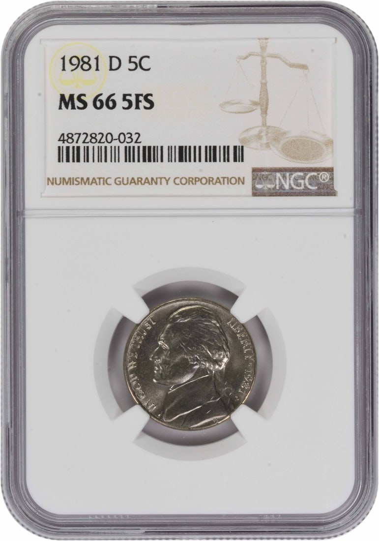 NGC MS66 Five Full Steps 1981-D Jefferson Nickel (1 of 2)