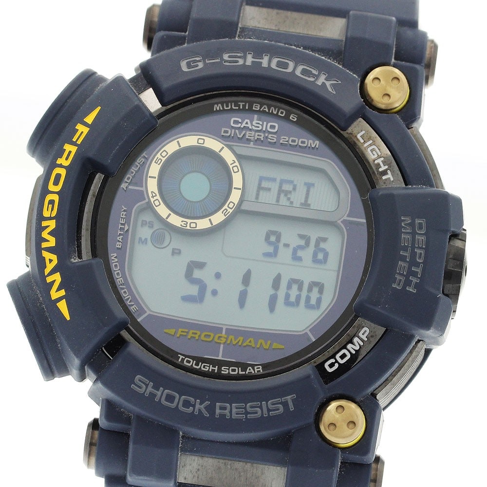 CASIO GWF-D1000NV-2JF Frogman Solar Radio Controlled Men's Watch: CASIO GWF-D1000NV-2JF Frogman Solar Radio Controlled Men's Watch This pre-owned CASIO GWF-D1000NV-2JF G-SHOCK Frogman men's wristwatch features a robust rubber and stainless steel case paired with a r