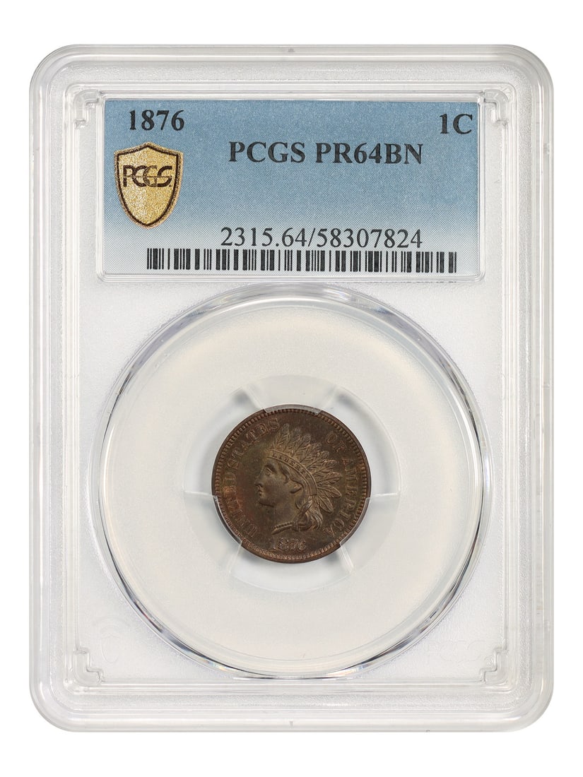 PCGS PR64BN 1876 Indian Cent Proof 1C BN Philadelphia (1 of 5)