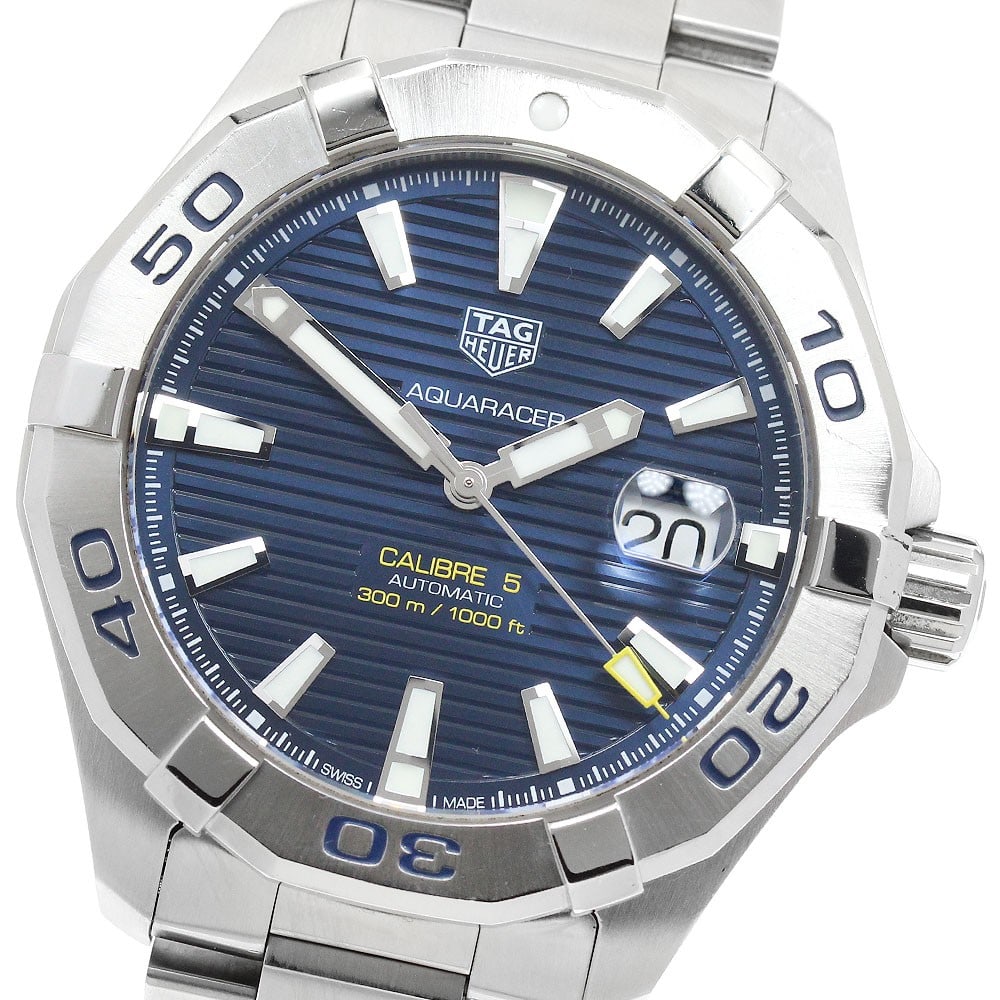TAG HEUER Aquaracer Caliber 5 Way 2012 mens wristwatch: TAG HEUER Aquaracer Caliber 5 Way 2012 mens wristwatch TAG Heuer Way 2012 Aquaracer Caliber 5 men's wristwatch in pre-owned condition. Swiss-made and designed for men, this watch is identified as a TA
