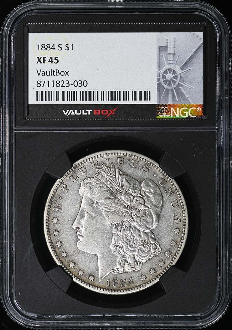 NGC XF45 1884 San Francisco Morgan Silver Dollar: NGC XF45 1884 San Francisco Morgan Silver Dollar This is an 1884 Morgan Dollar struck at the San Francisco Mint, graded XF45 by NGC. The coin is circulated and comes with NGC certification for authent