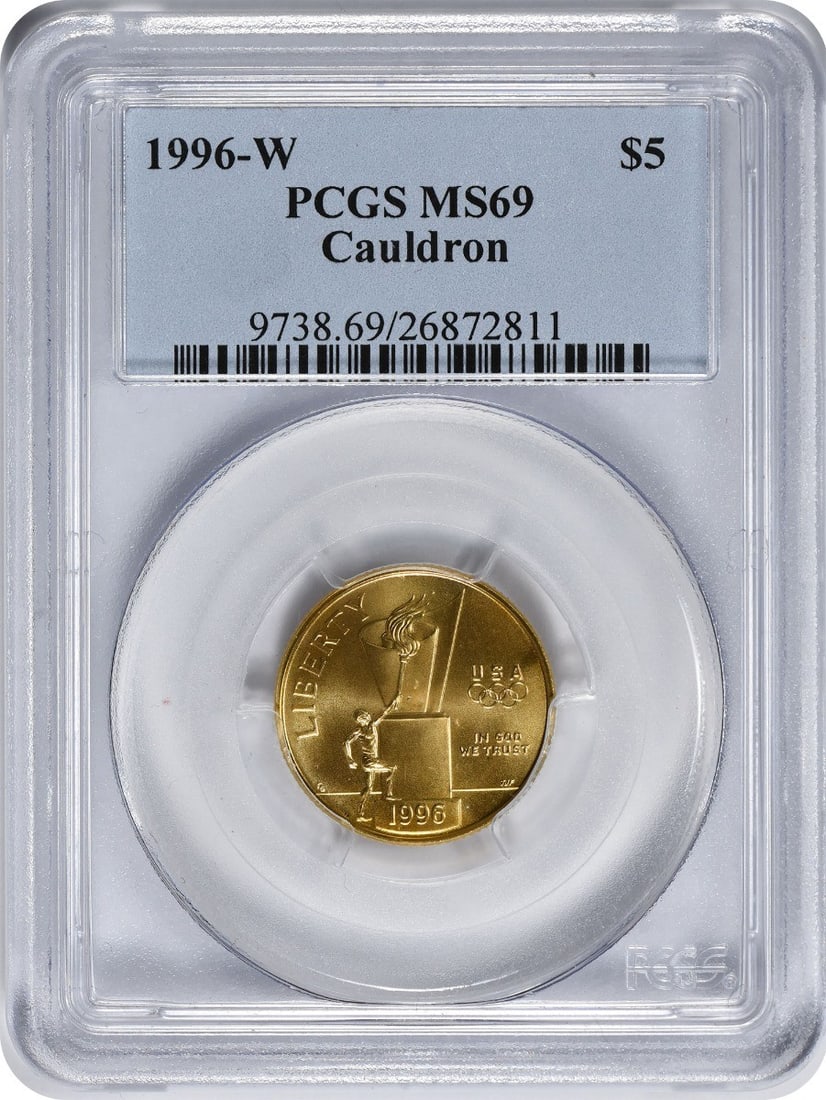 PCGS MS69 1996-W Olympic Cauldron Gold $5 Coin (1 of 2)