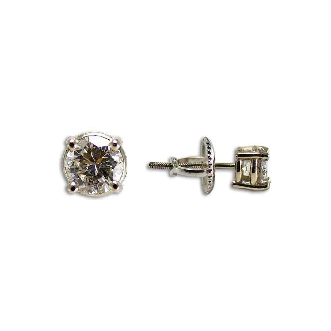 14k White Gold Stud Diamond Earrings Screw Back 0.65ct: 14k White Gold Stud Diamond Earrings Screw Back 0.65ct These elegant stud earrings are crafted in 14k white gold and feature two sparkling diamonds with a combined total carat weight of 0.65. The diam
