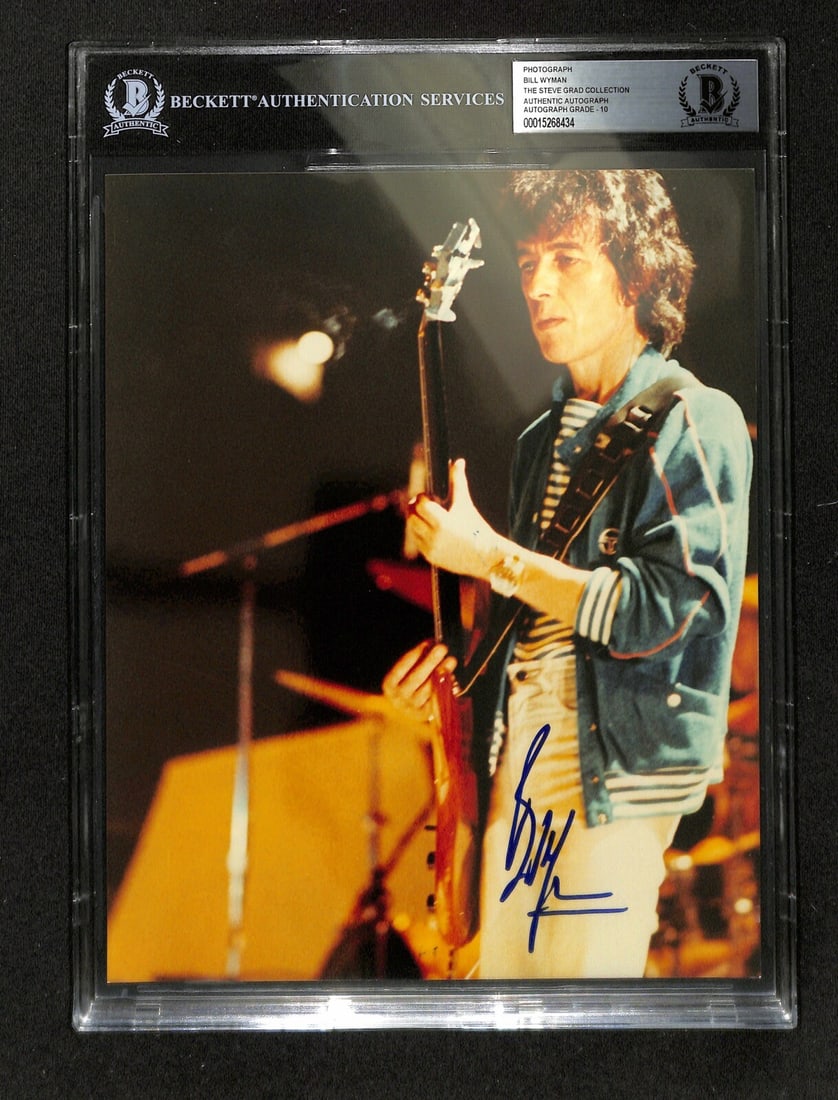 Bill Wyman Signed 8x10 Photo Perfect 10 Beckett Authenticated: Bill Wyman Signed 8x10 Photo Perfect 10 Beckett Authenticated This stunning 8x10 photograph features the signature of Bill Wyman, the former bassist of the legendary Rolling Stones. Signed in blue per